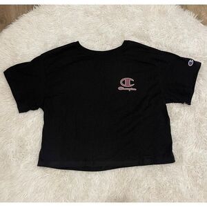 Champion Womens Houndstooth logo Cropped Tee Medium